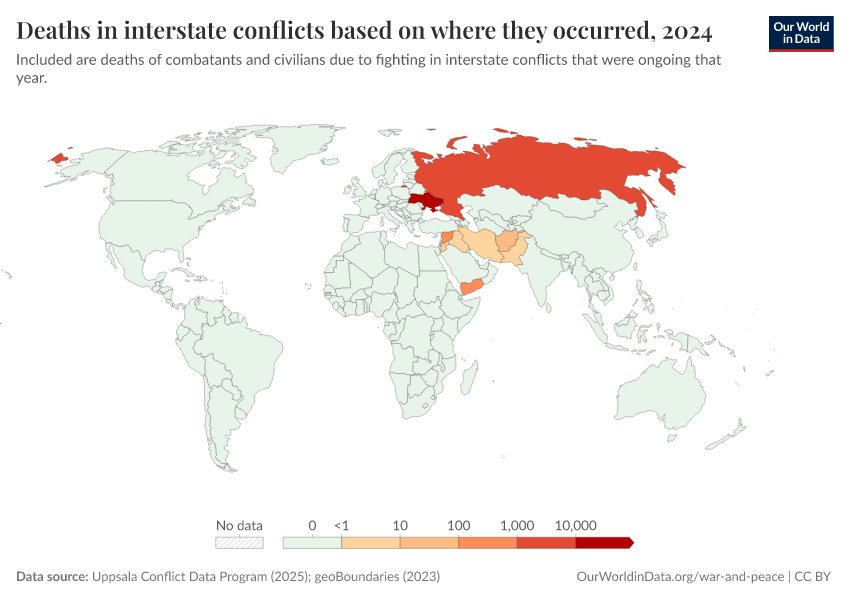 A thumbnail of the "Deaths in interstate conflicts based on where they occurred" chart